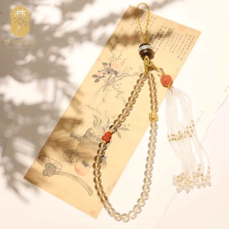 925银银制品 梦语·银镶水晶流苏挂件Hg手工气质百搭复古国风古风