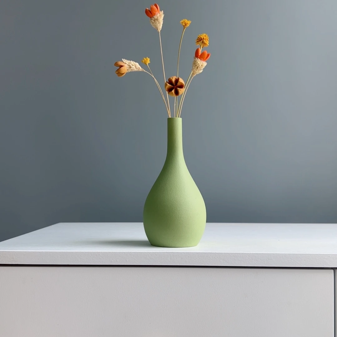 摆件陶瓷小花瓶摆件含花总高约20-30cm