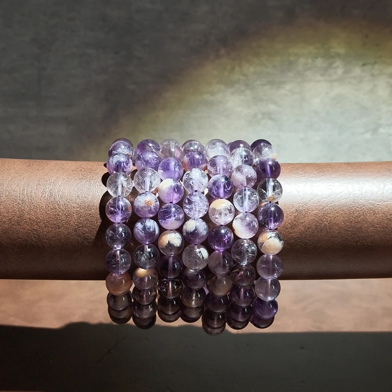 【黑胖珠宝】H0328  紫幽灵单圈手串 多样性发其一