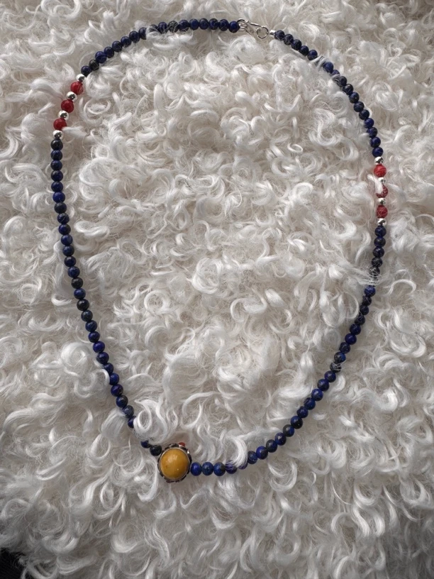 吊坠925银亚克力 腊腊锁骨链925银尼泊尔手艺设计款手工时尚