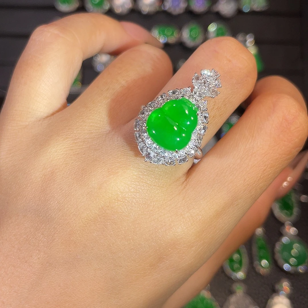 翡翠18K金镶嵌吊坠(不含链)葫芦两用款