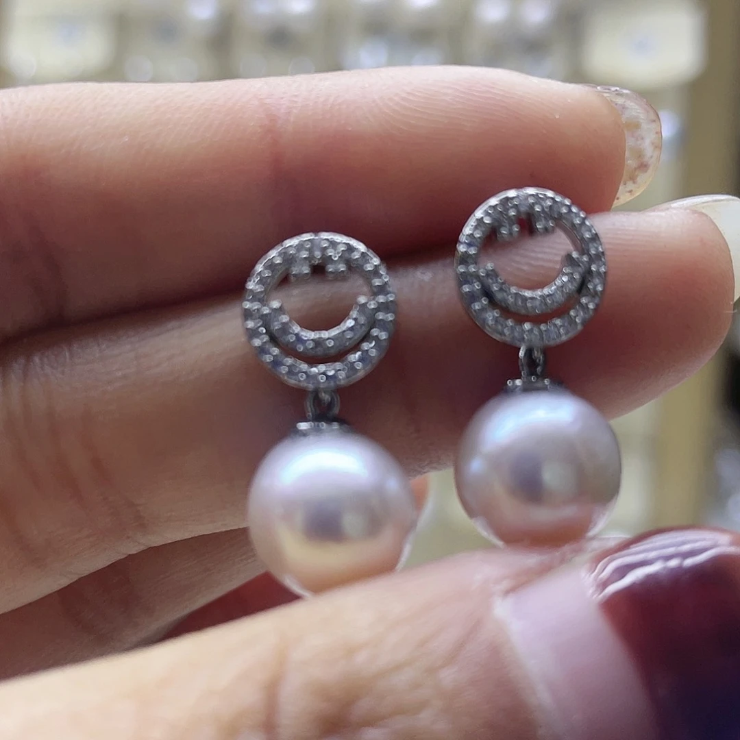 淡水珍珠耳饰银S925镶嵌