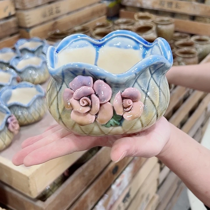 有孔.凑满10元发货多肉陶瓷花盆！