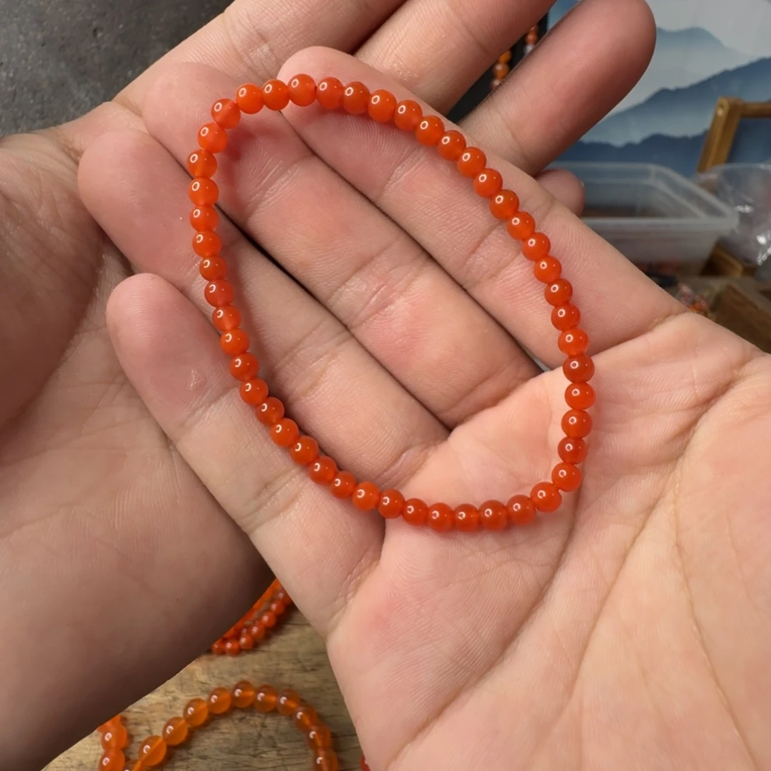 未镶嵌单圈南红玛瑙3卡4柿子红