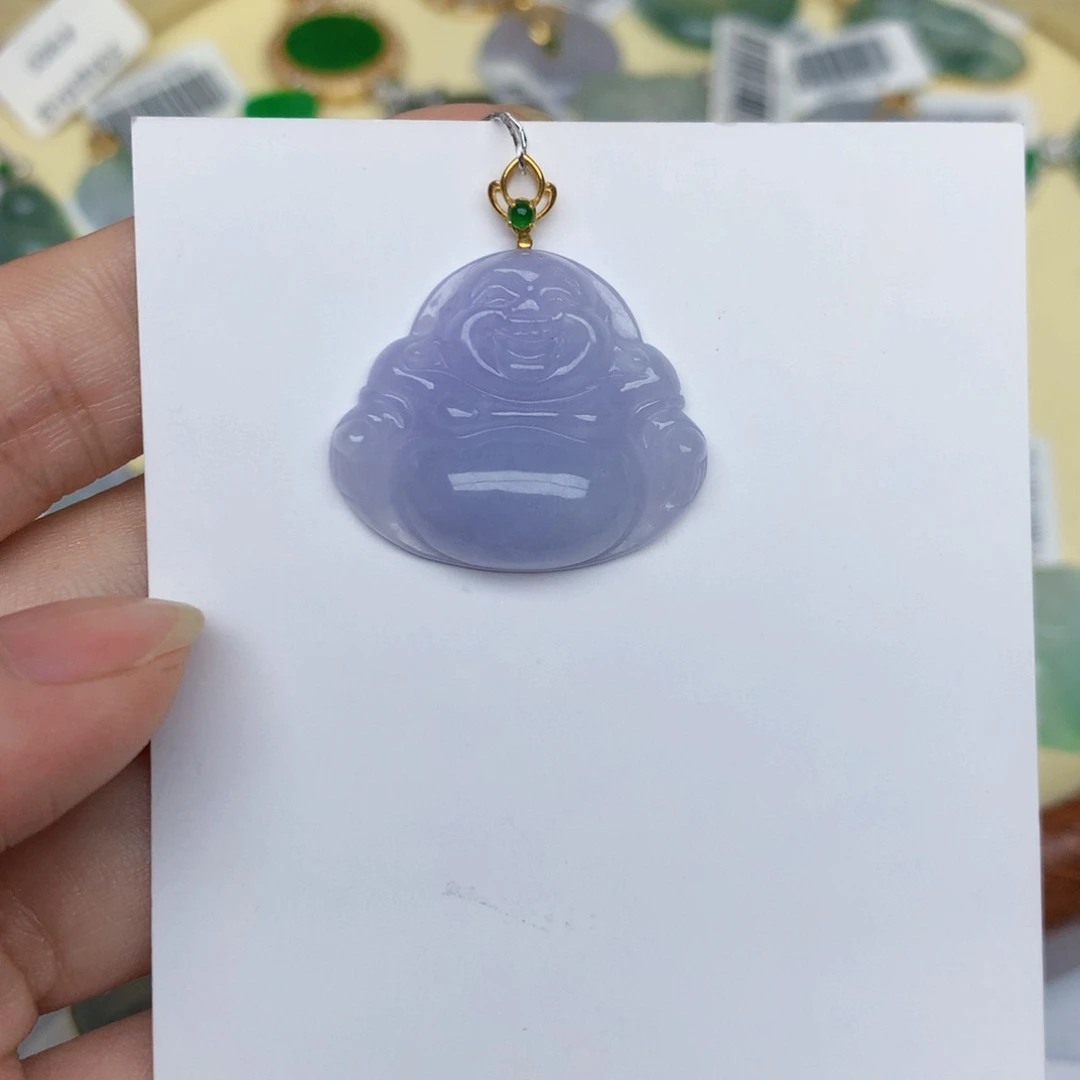颈饰18K金镶嵌翡翠佛公