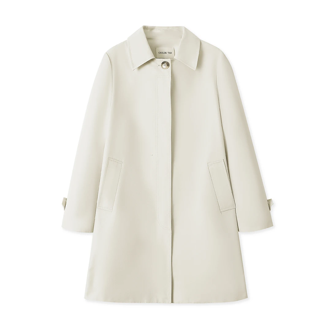 Childe Yao『泰晤士河』气质简约宽松休闲中长款风衣外套女 F408078