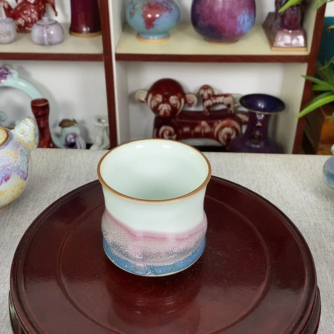 杯钧瓷主人杯高温窑变竹节杯