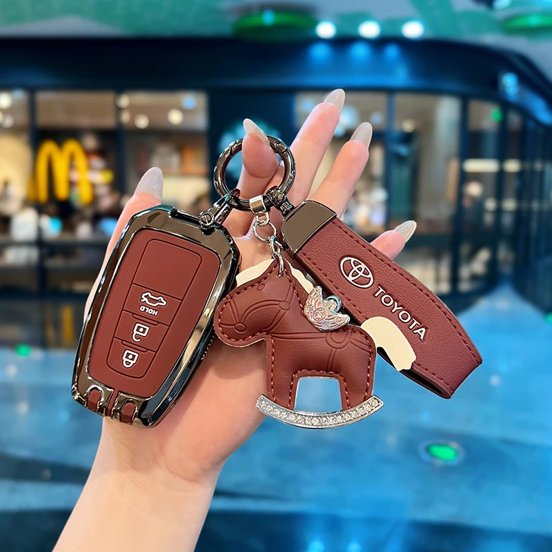 适用于丰田凯美瑞钥匙套亚洲龙汉兰达RAV4荣放卡罗拉雷凌CHR壳扣