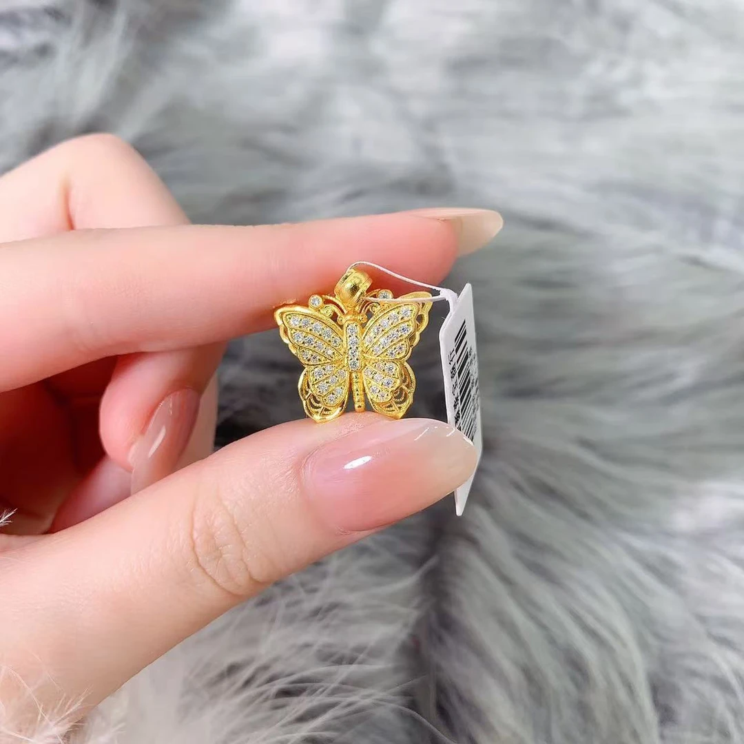 【伟新源】足金999 古法工艺 镶嵌蝴蝶5.15克（不含链）