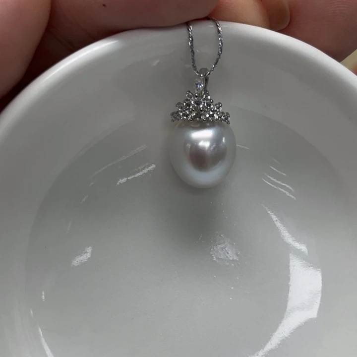 海水珍珠银S925镶嵌颈饰澳白10-11mm62号