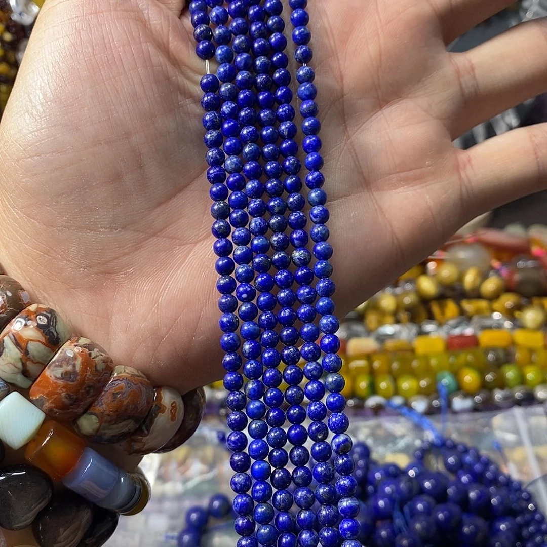 石英质玉未镶嵌，天然原矿青金4.5mm，