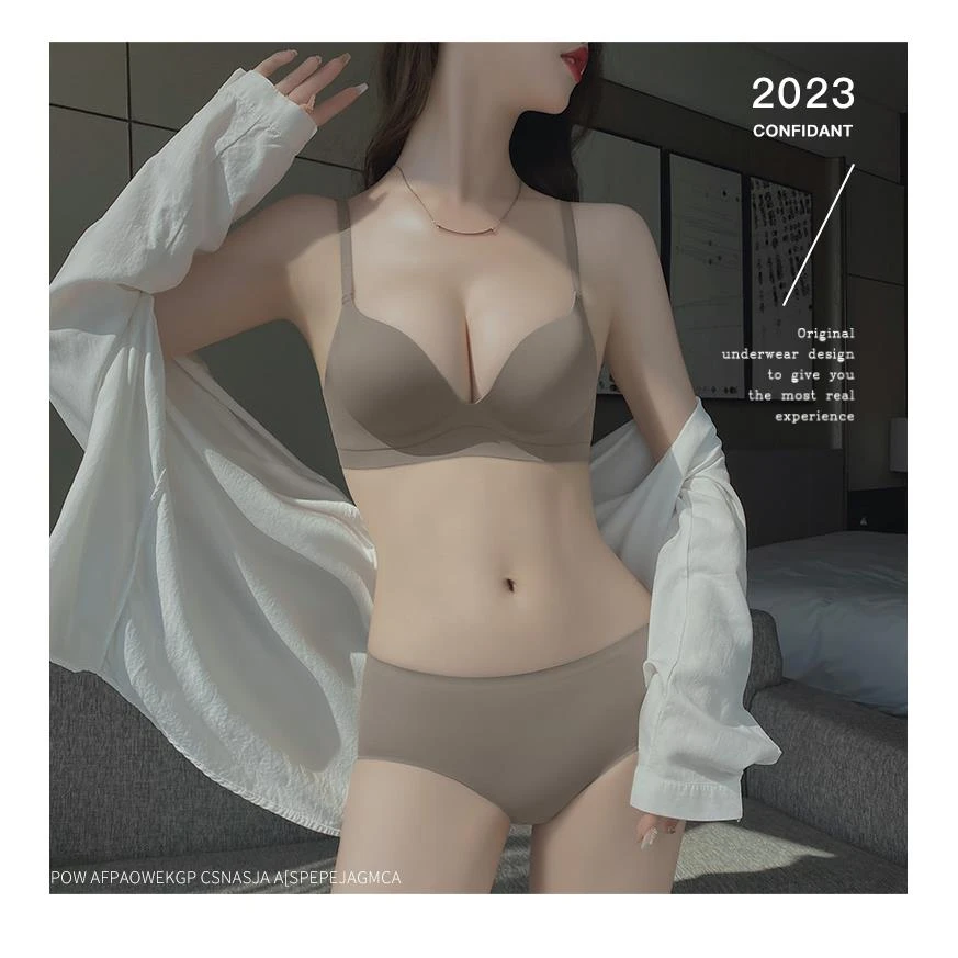 维多利亚无钢圈内衣套装性感美背小胸聚拢显大收副乳胸罩薄款无