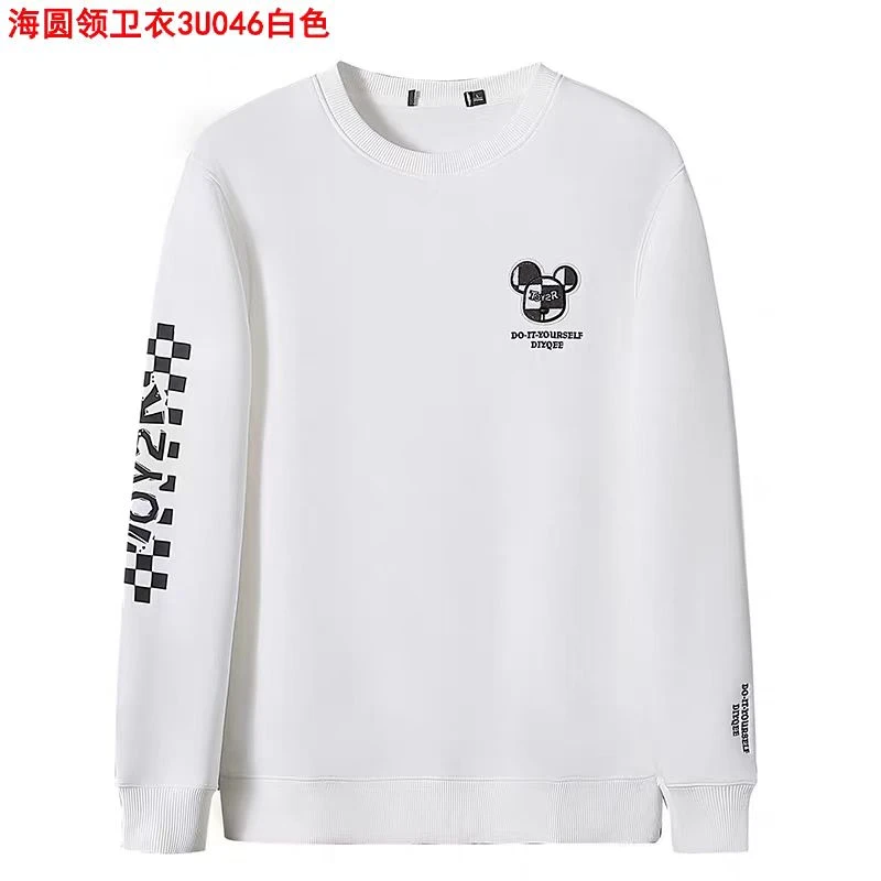 透气秋季上衣套头衫男装圆领涂鸦老鹰潮酷卫衣加绒3U046