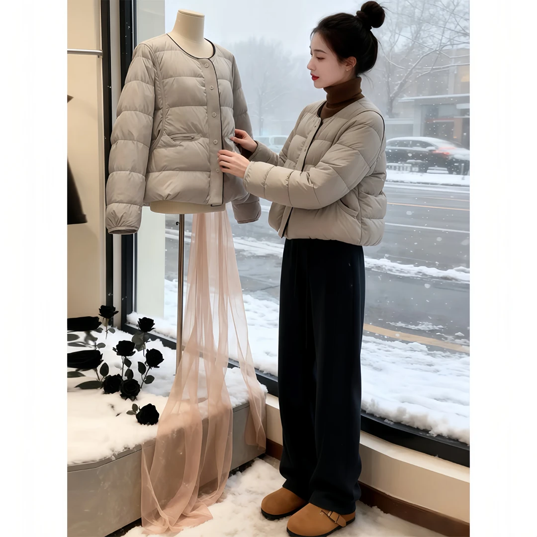 LIKEYOU【柔雪雅装】轻薄棉服女爆款宽松小个子2025新款高级短外套