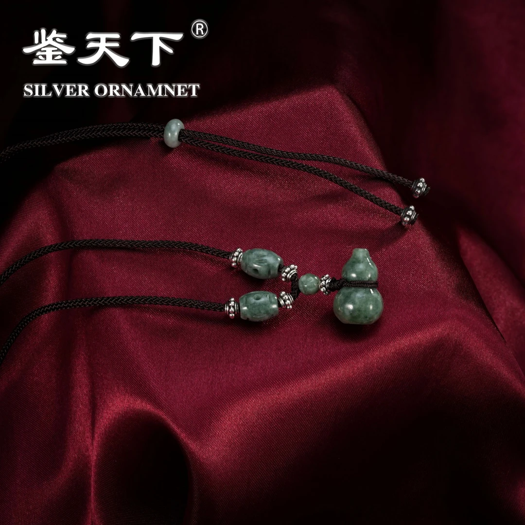 链子925银 【鉴天下】葫芦金钱珠咖色编织绳项链05700075手工长款