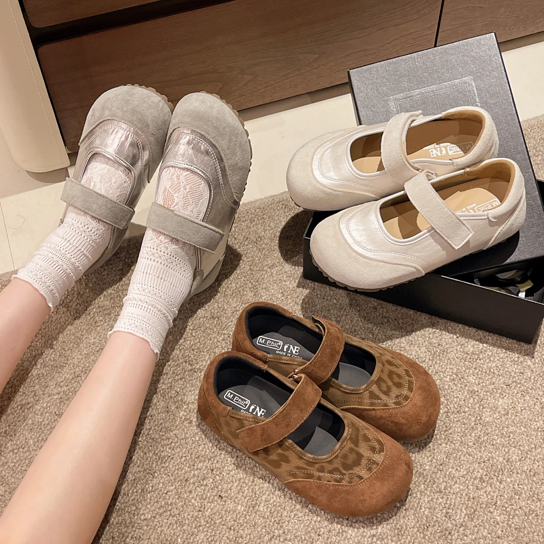 法式魔术贴玛丽珍鞋女夏季爆款透气平底孕妇小白鞋百搭软底小单鞋