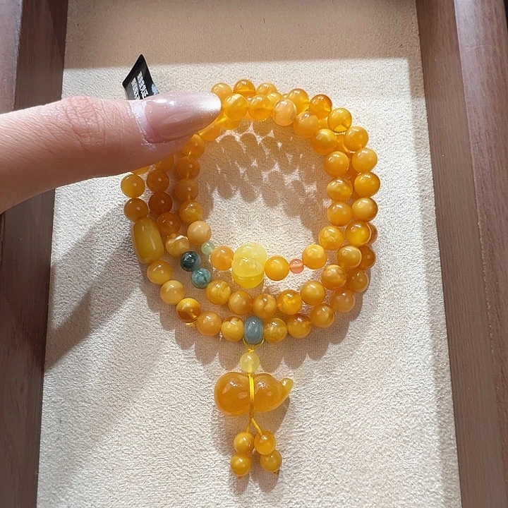 蜜蜡未镶嵌手串7.4mm蜜蜡手串
