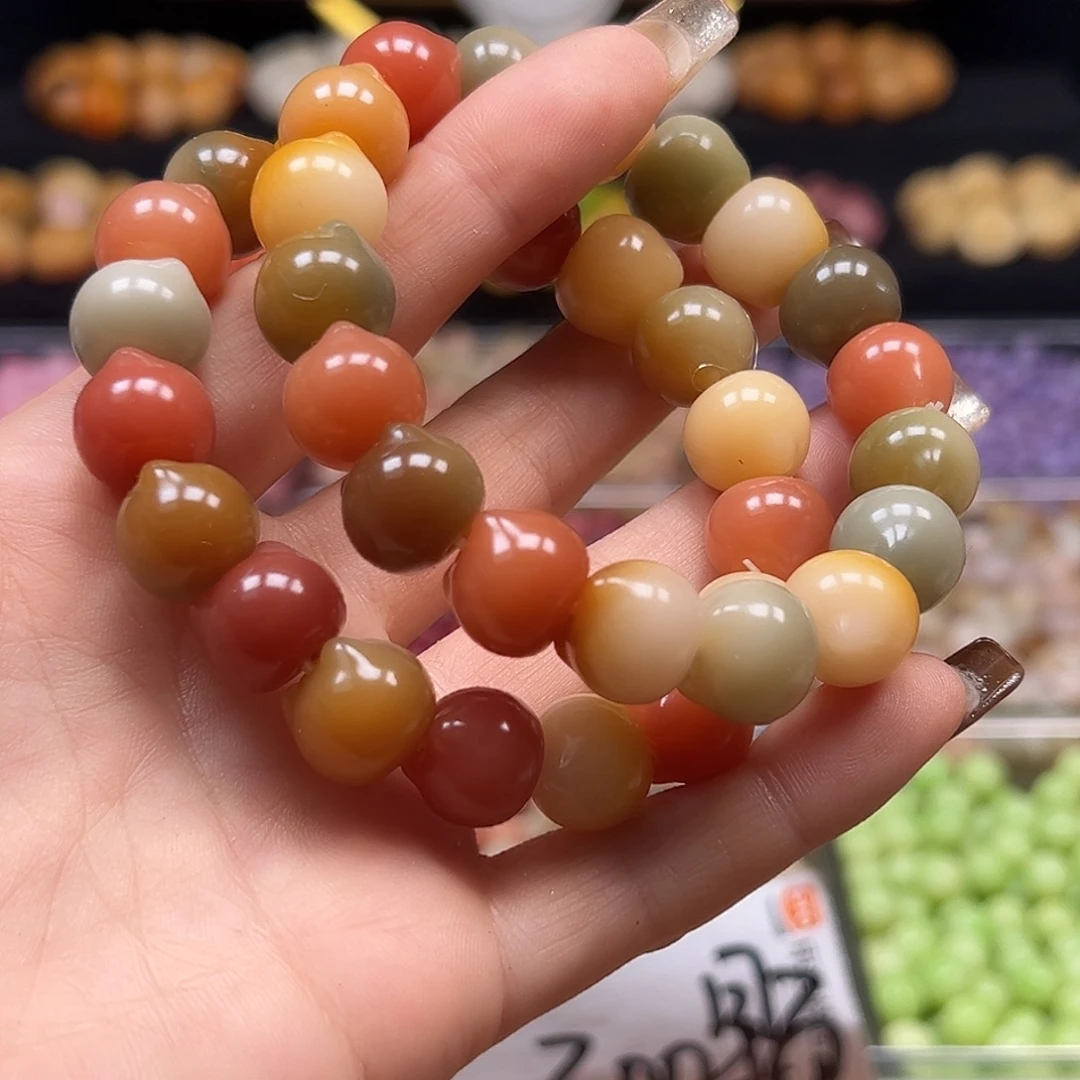 菩提根/象牙果手串卡14玉化多宝猫头1条