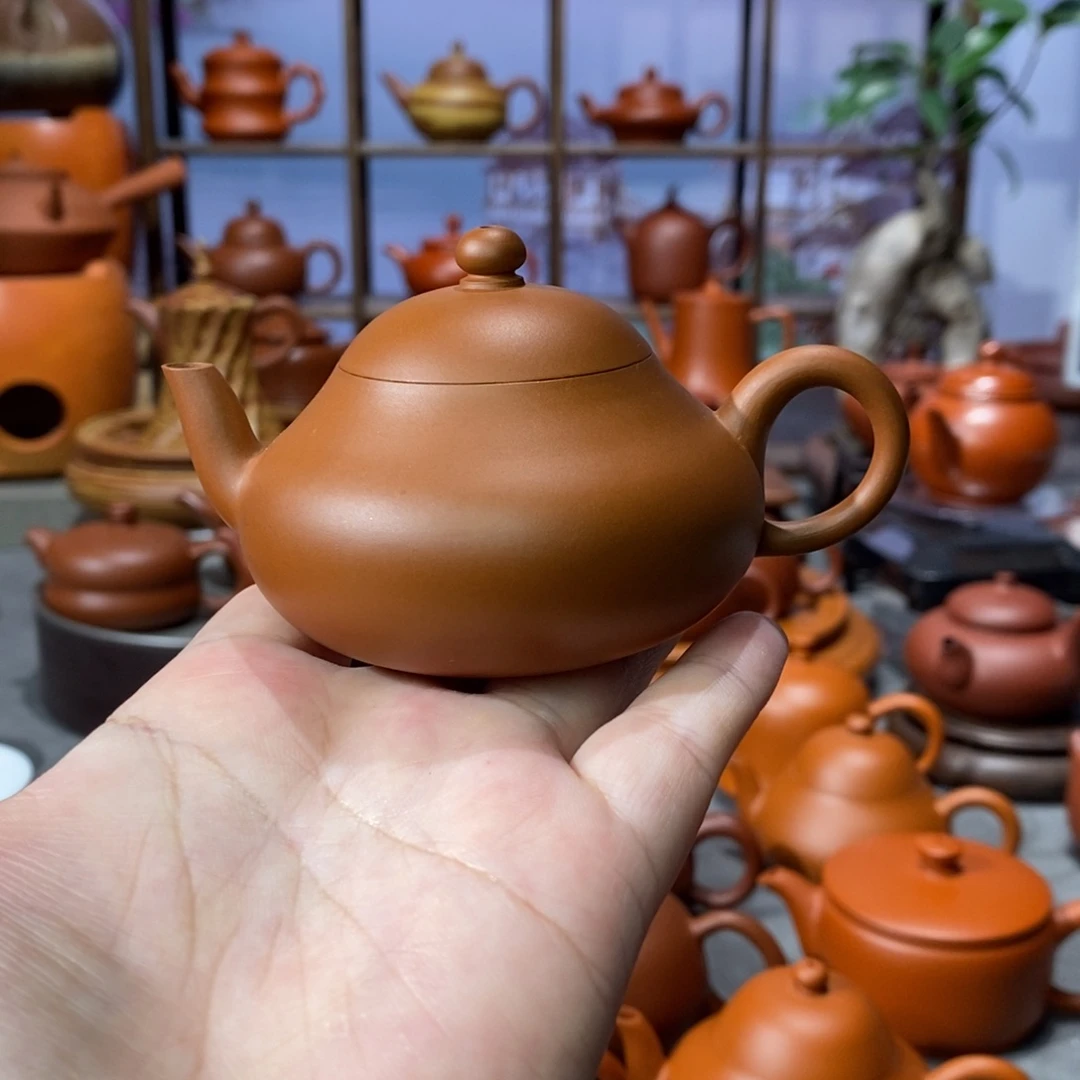 茶壶朱泥蔡铿鸡蛋黄三弯梨壶100cc