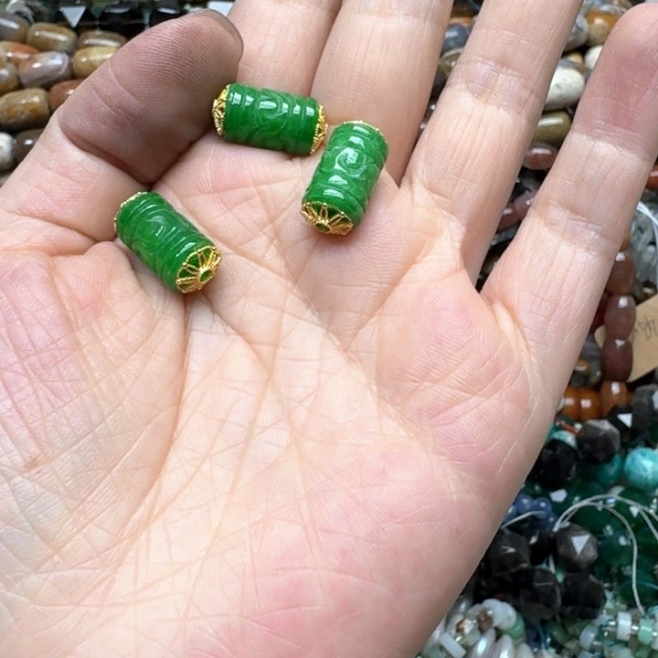 合金玛瑙/玉髓珠宝半成品一颗干青隔珠