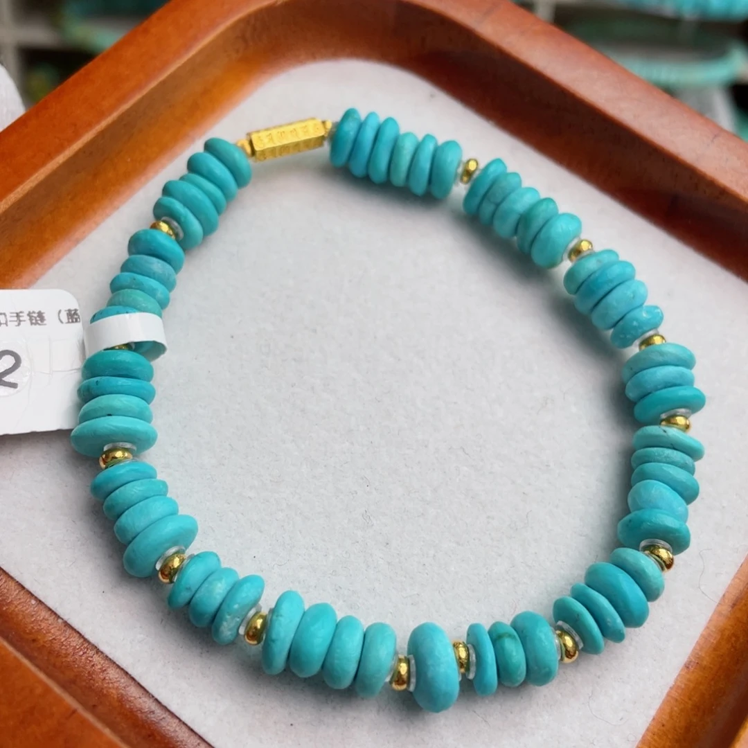 绿松石未镶嵌玉化蓝丝绒藏扣2号卡7