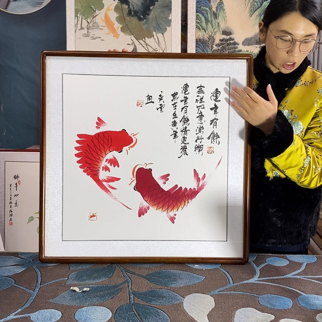 国画62✖️62厘米外径手绘国画作品