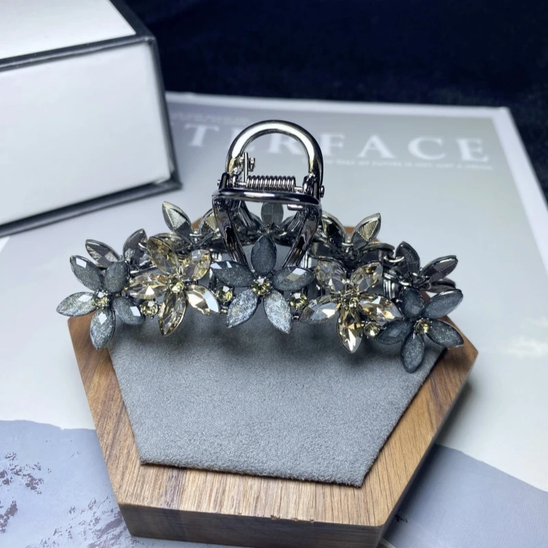 L471精致满钻花朵大号11厘米抓夹