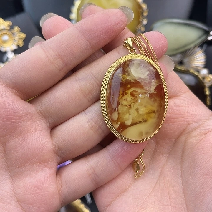 琥珀银S925镶嵌裸石