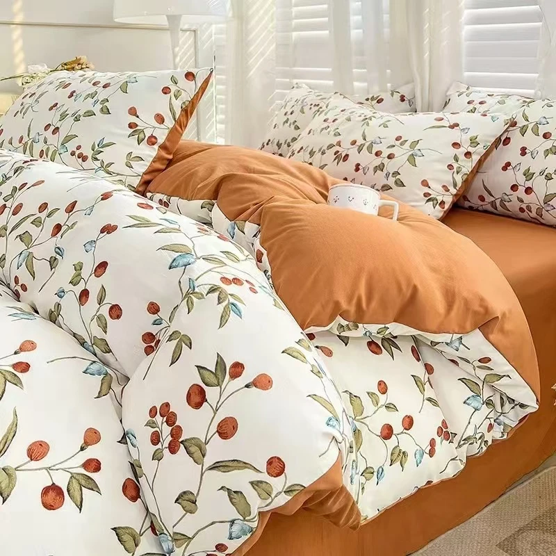 四季款床上四件套床单被套被罩学生宿舍单双人加厚磨毛小清新斜纹