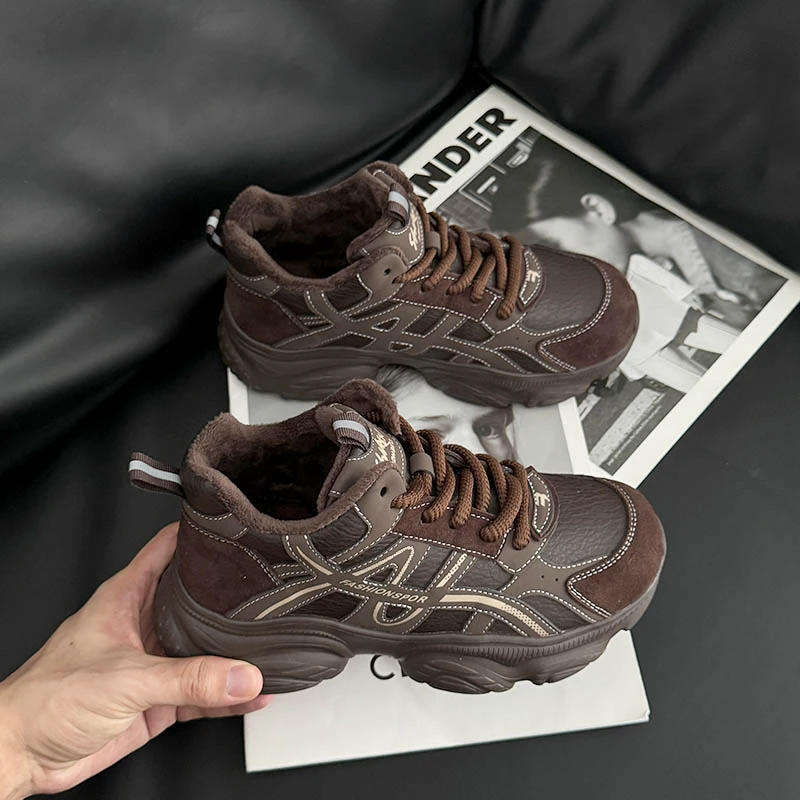 时尚舒适感~简约厚底舒适百搭时尚高帮加绒休闲鞋76X8869