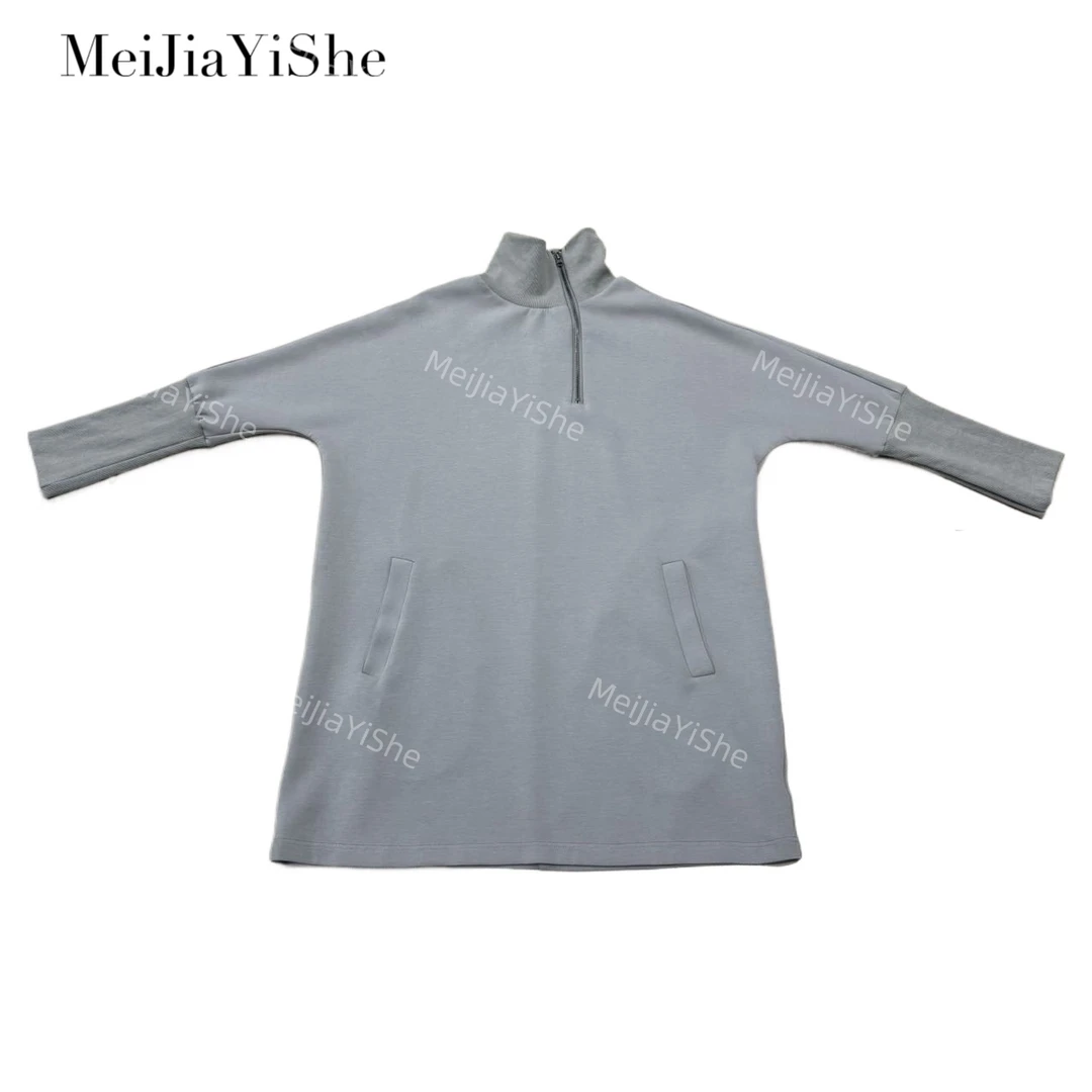 梅家2024新款时尚文艺侧拉链高领卫衣