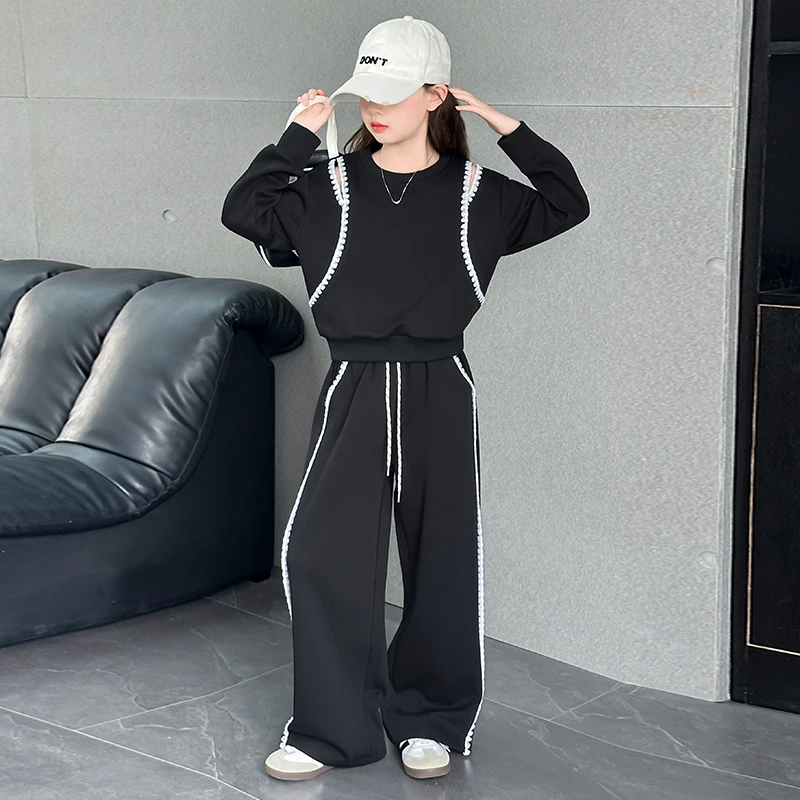 女童春秋款韩版休闲卫衣套装2025新款中大童女孩洋气时髦儿童秋装