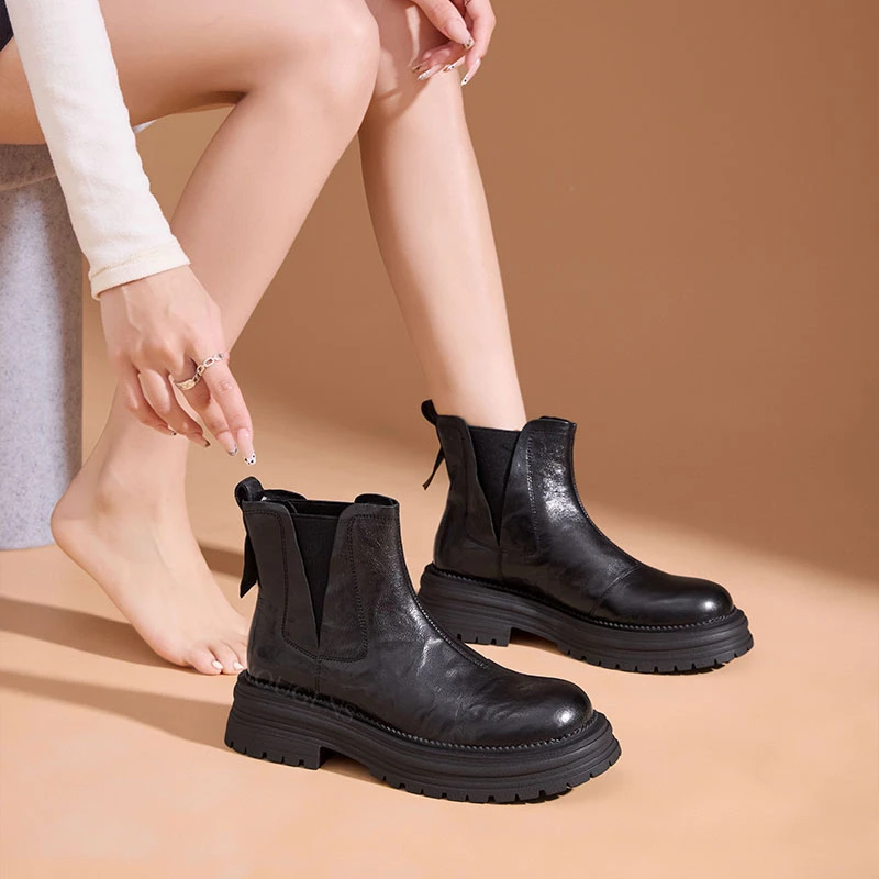 (断码清货--尺码偏大拍小）羊皮短靴2025今年流行靴子女神鞋子