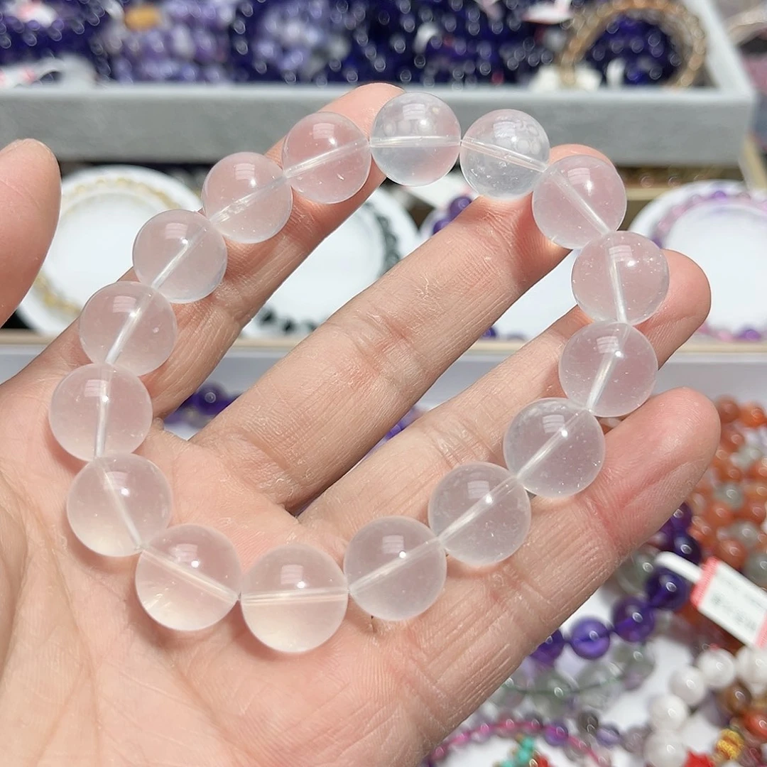 水晶手链未镶嵌给**拳奶白晶14mm