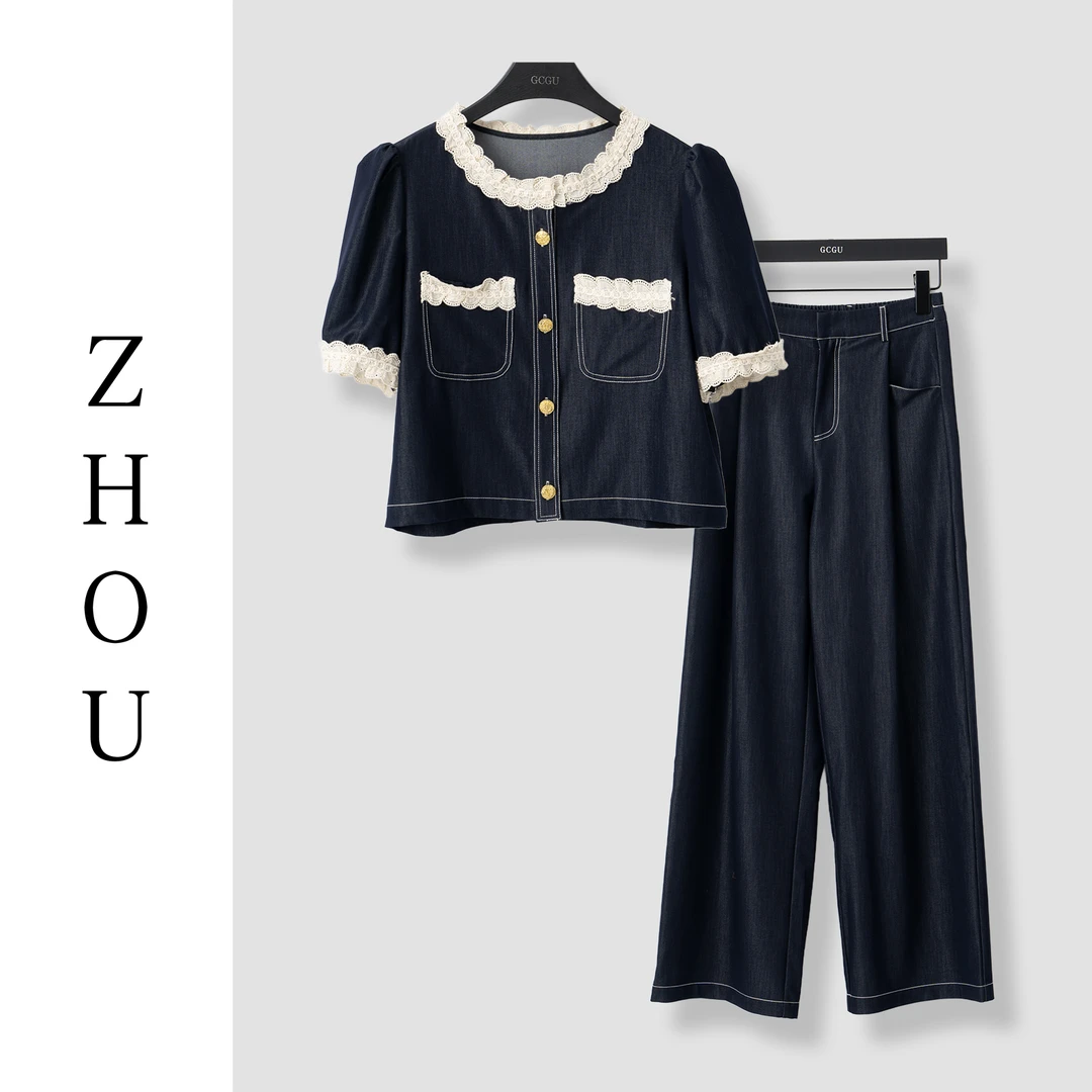 牛仔蓝通勤日常时尚套装-21642