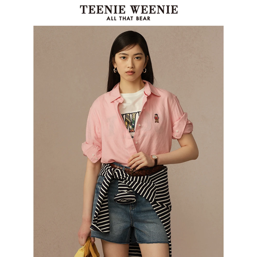 【亚麻】TeenieWeenie小熊衬衫女装外穿25夏多巴胺衬衣TTYW256507H
