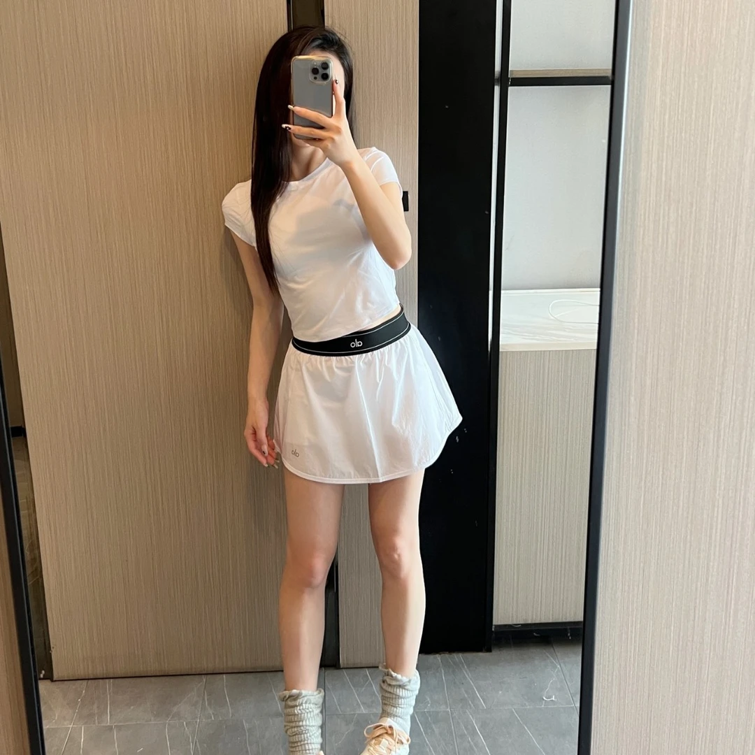 【乐檬外贸】al 女士高版简约运动休闲跑步防走光短裤裙/网球裙