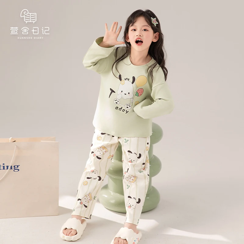 儿童纯棉睡衣女孩春秋季长袖卡通居家套装休闲可爱女童家居服796