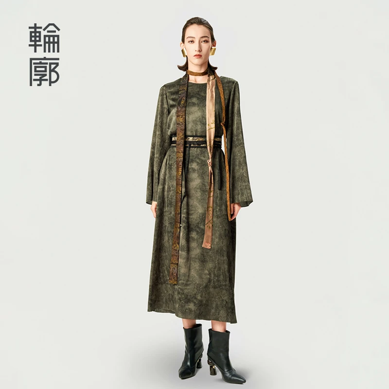 轮廓暮色渊晕染连衣裙新中式国风浪漫复古长裙宽松艺术L241Y012