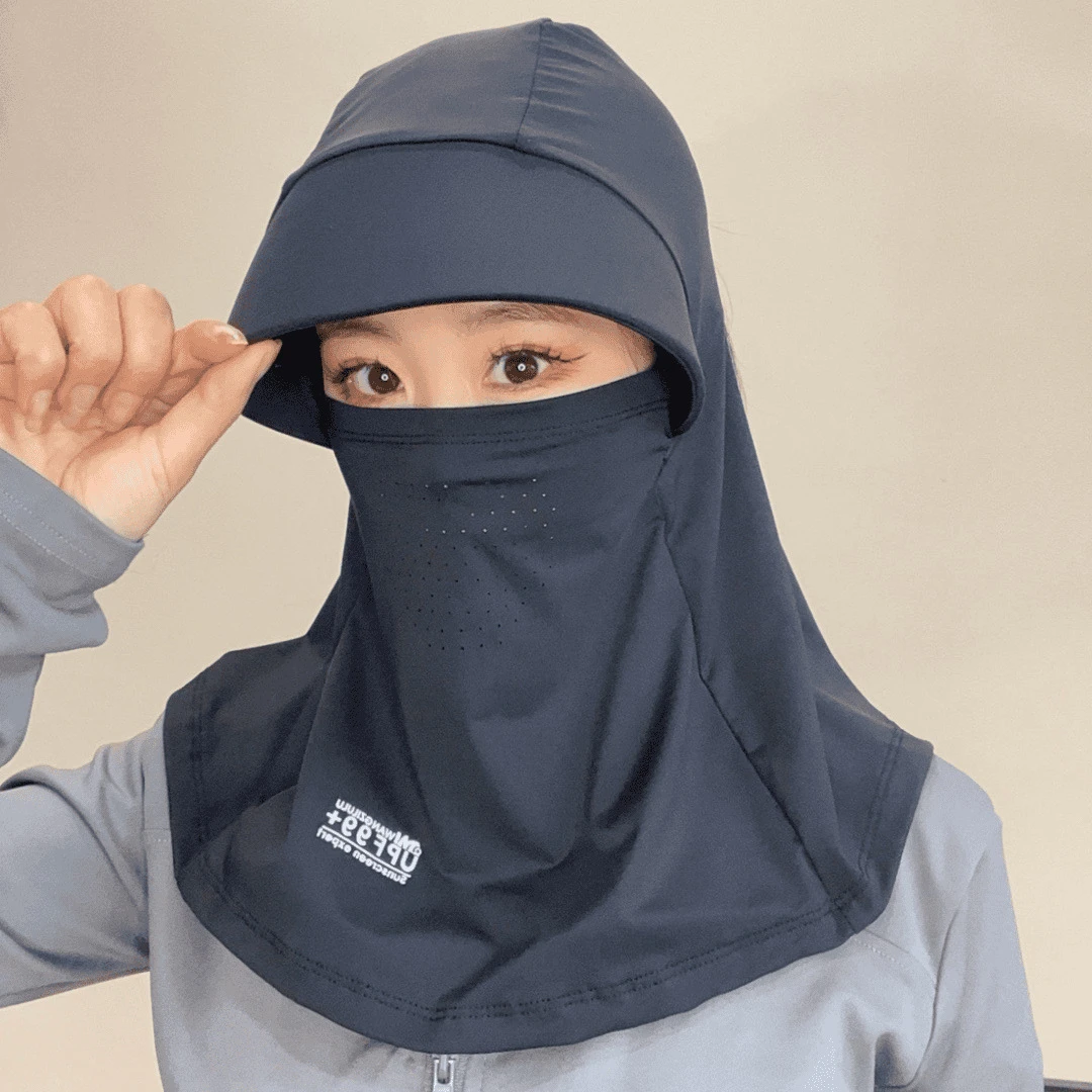 全脸遮阳帽子女夏季防晒帽防紫外线户外骑行护颈面罩太阳帽C