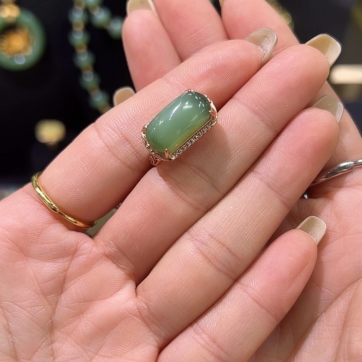 和田玉银S925镶嵌戒指