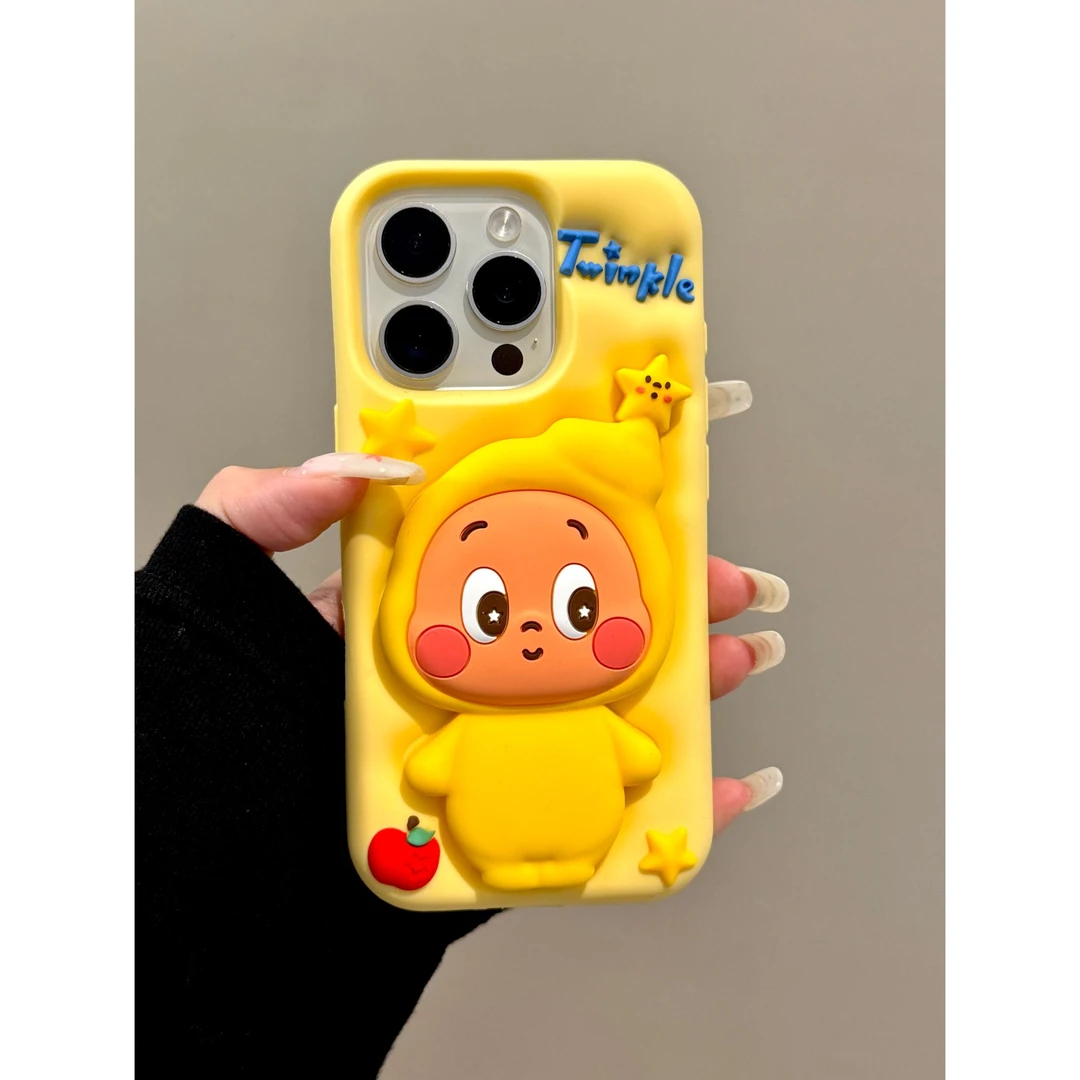 适用苹果iphone16promax伸缩支架15pro可爱星星14pro硅胶13手机壳