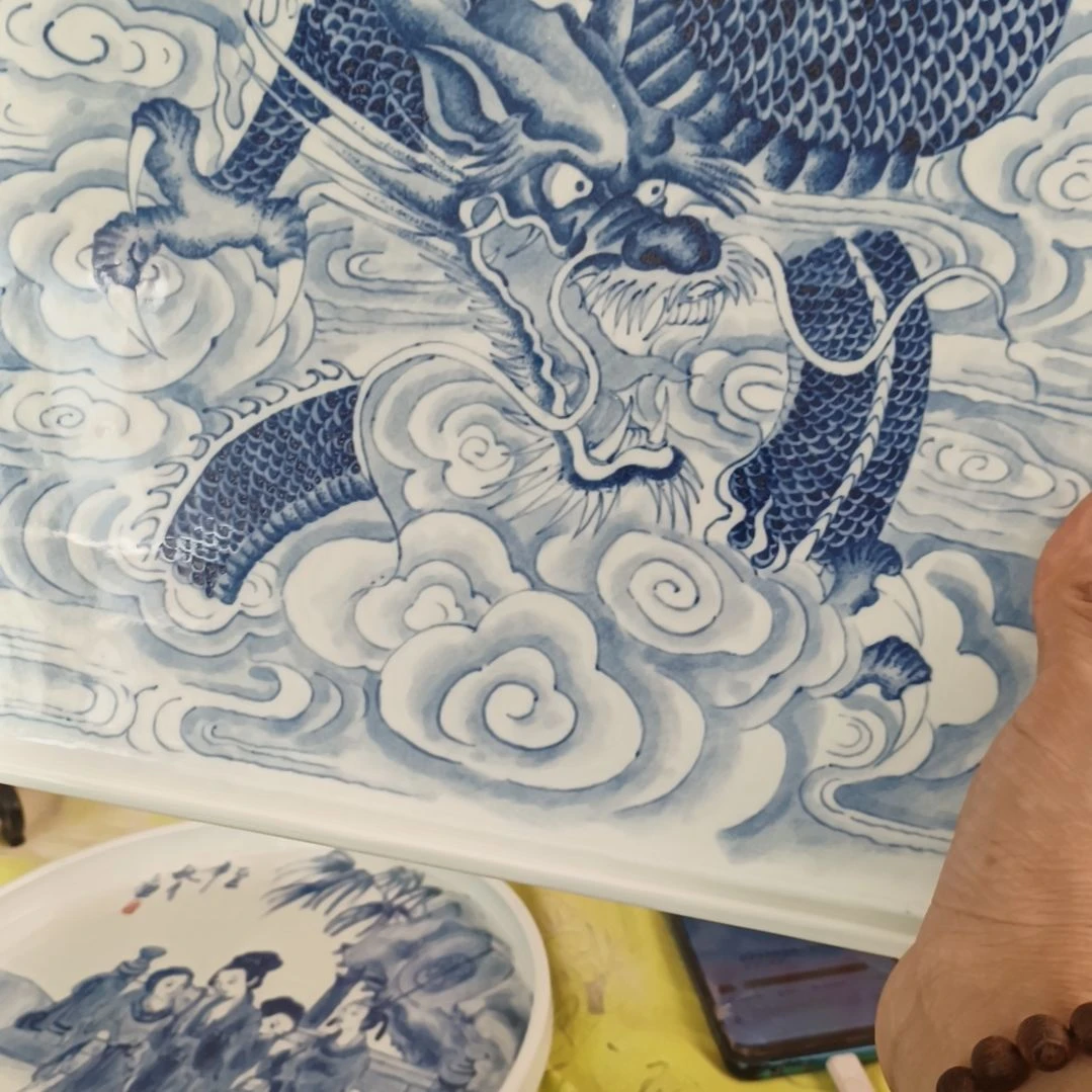 冰***泉景德镇手绘釉下彩手绘