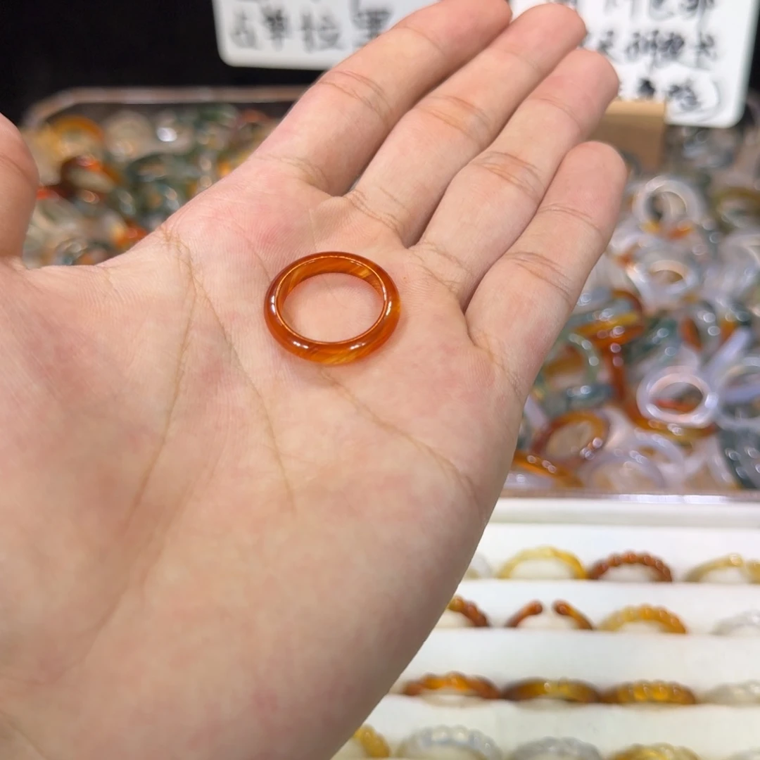 玛瑙/玉髓戒指未镶嵌1号15圈满9.9包邮有瑕疵