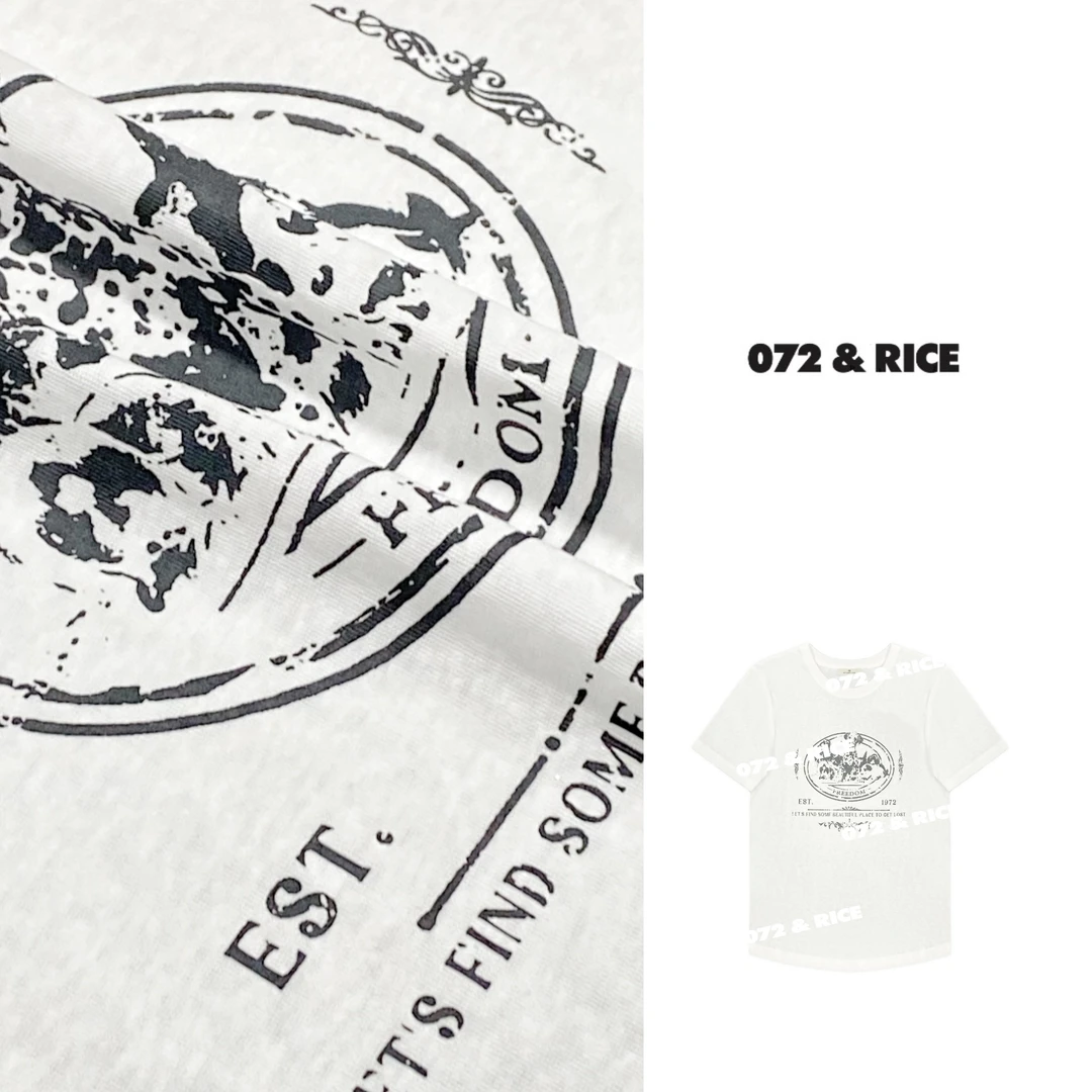 072 & RICE【斑点狗】夏季休闲圆领短袖T恤 32NB310Z*