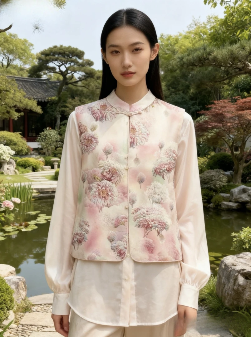 M3新款国风背心提花无袖丝绒双面穿坎肩马甲高端气质女装上衣