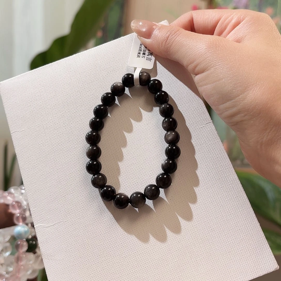 黑曜岩未镶嵌手链瑕疵款8mm