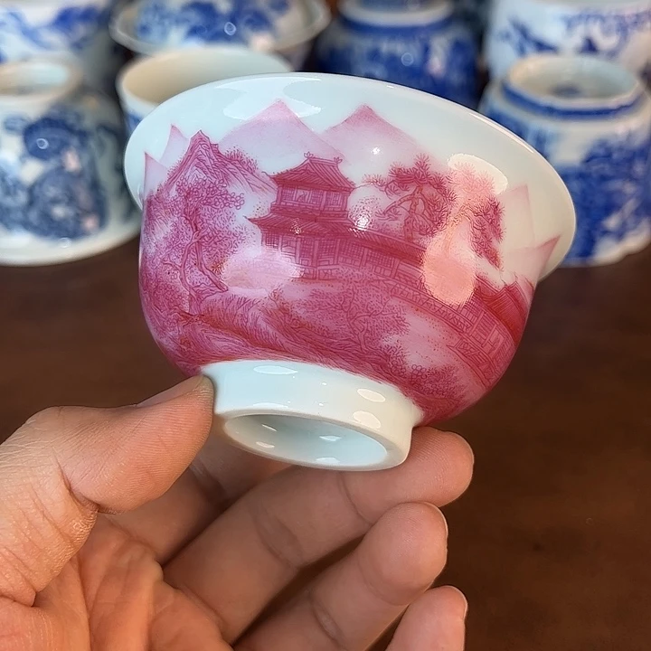 落***.瓷片景德镇全手工手绘陶瓷