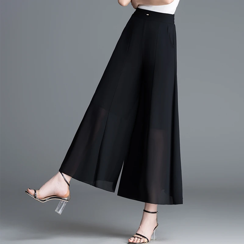 轻薄雪纺阔腿裤2025夏季新款时尚洋气减龄宽松显瘦休闲裤长裤透气