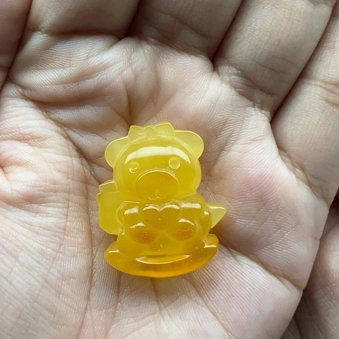 琥珀未镶嵌珠宝奇石木马小熊打孔不退换